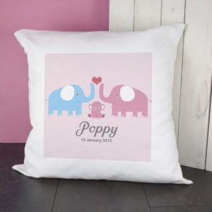Baby Cushion Cover - Elephants (Pink)
