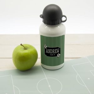Boys Football Striped Personalised Water Bottle