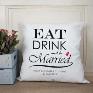 Eat Drink and be Married Couple Cushion Cover