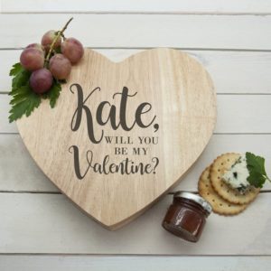 Engraved Be My Valentine Heart Cheese Board