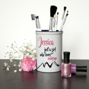 Just A Girl Who Loves Makeup Personalised Brush Holder