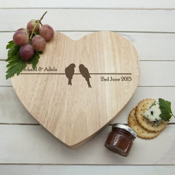 'Love Birds' Romantic Heart Cheese Board