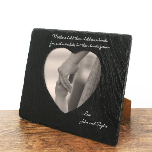 Mothers Hands and Hearts Slate Photoframe