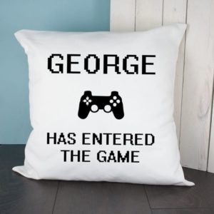 Personalised Baby Has Entered The Game Cushion Cover