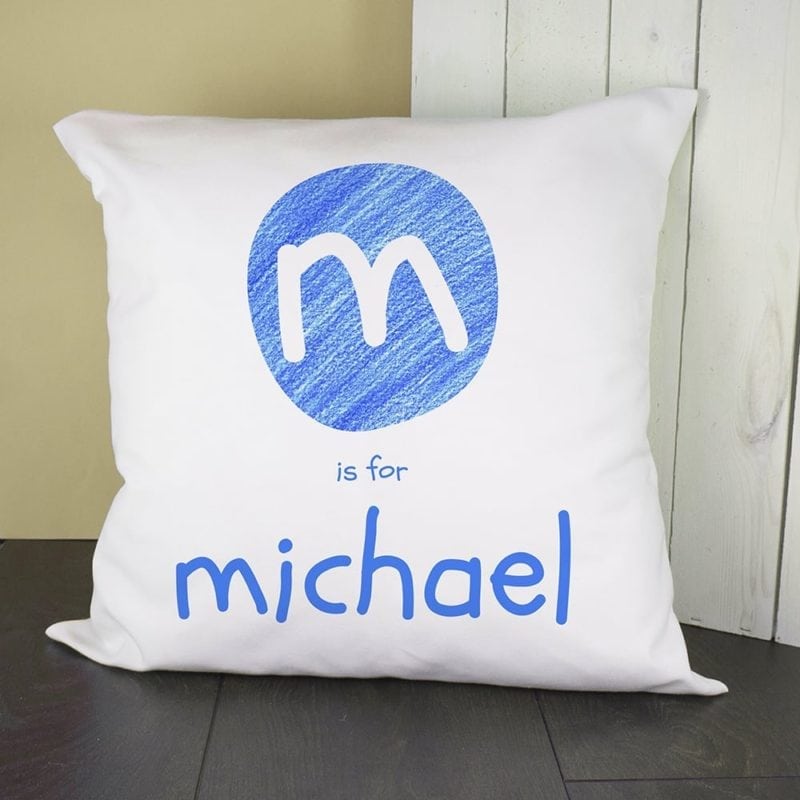 Personalised Blue Initial Cushion Cover
