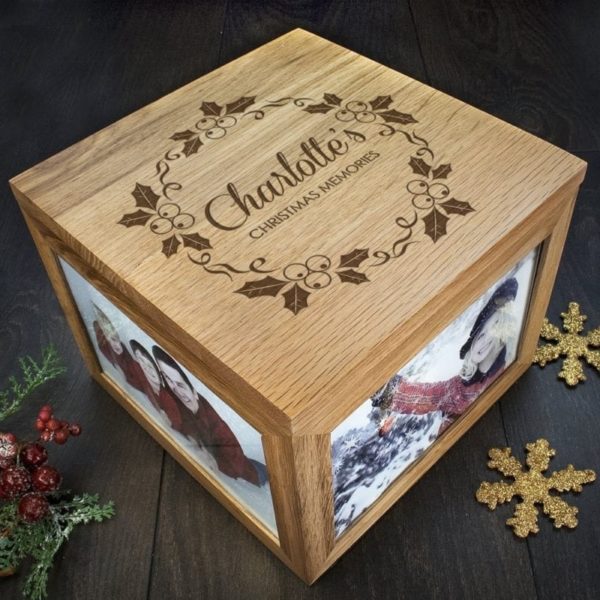 Personalised Christmas Memory Box Mistletoe Design