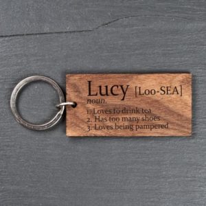 Personalised Definition Wooden Keyring