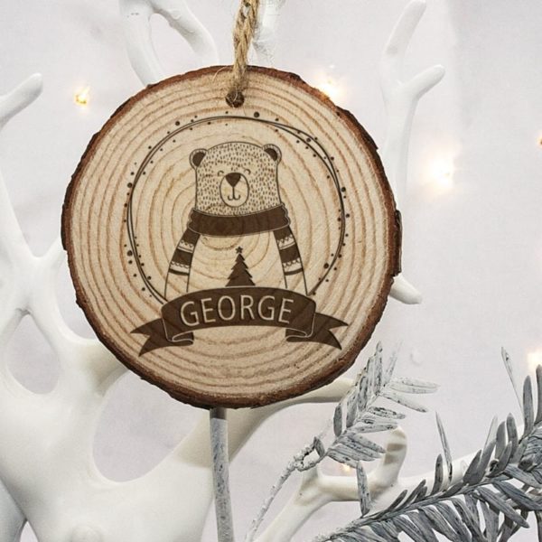 Personalised Engraved Polar Bear Christmas Tree Decoration