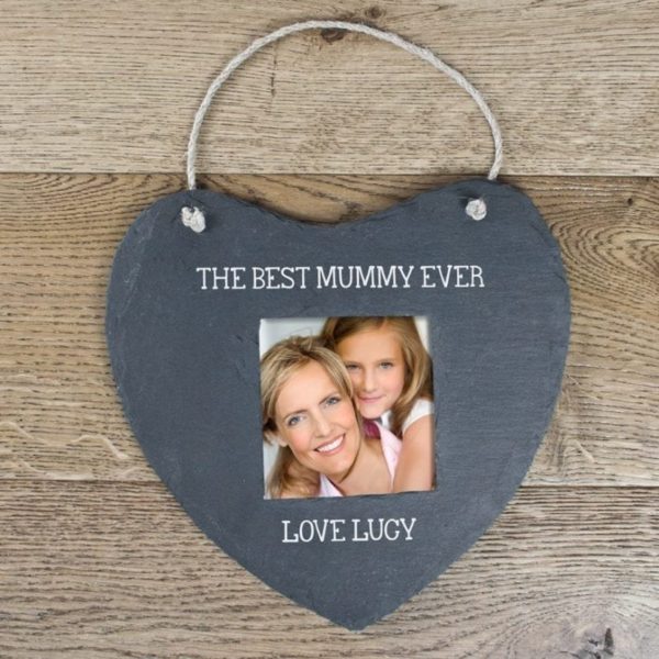 Personalised Heart Shaped Hanging Slate Picture Frame