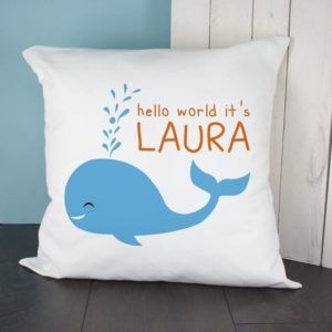 Personalised Hello Whale Cushion Cover