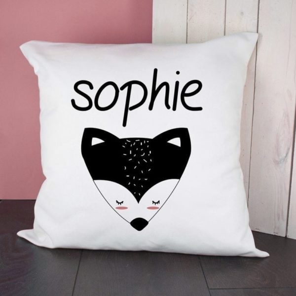 Personalised Little Fox Face Cushion Cover