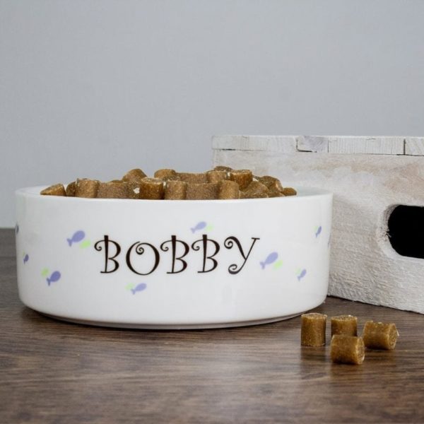 Personalised Male Fishy Cat Bowl