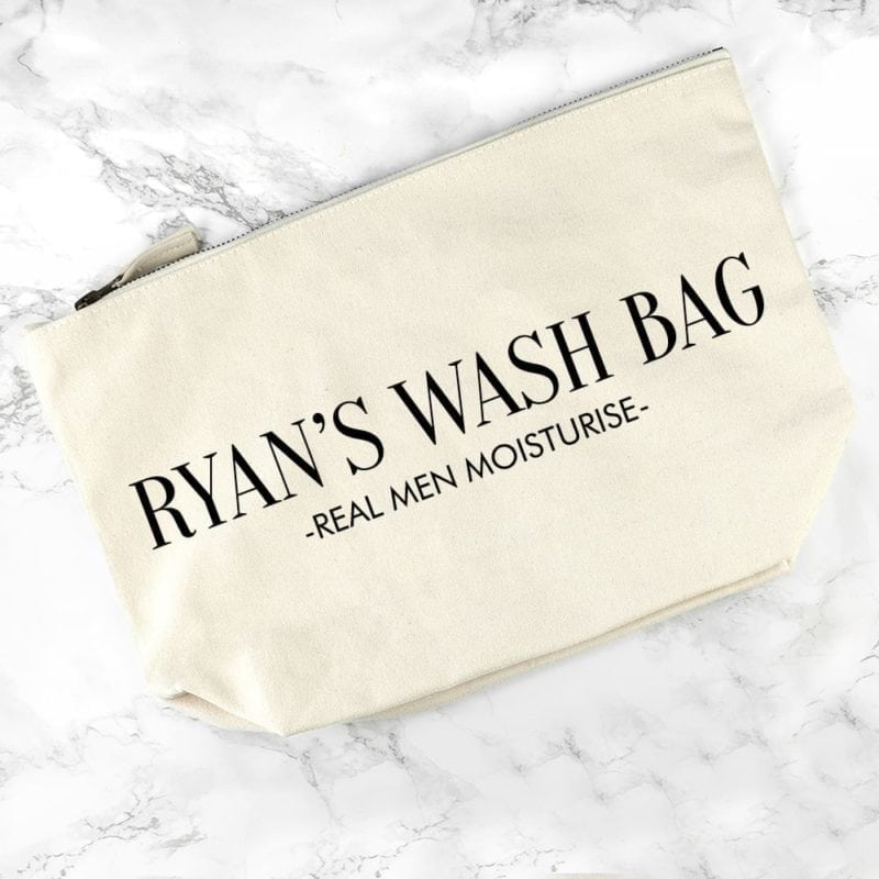 Personalised Men's Wash Bag in Cream