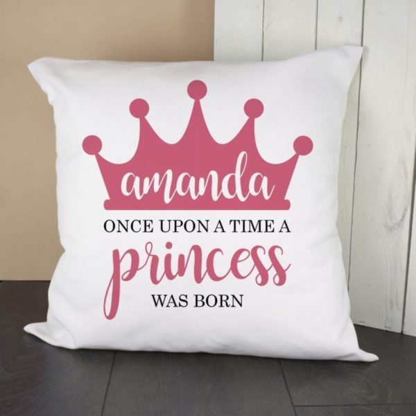 Personalised Once Upon A Time A Princess Was Born Cushion Cover