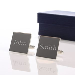 Personalised Square Silver Plated Cufflinks