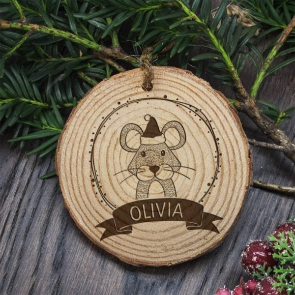 Personalised Woodland Mouse Christmas Tree Decoration