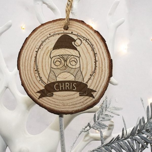 Personalised Woodland Owl Christmas Tree Decoration