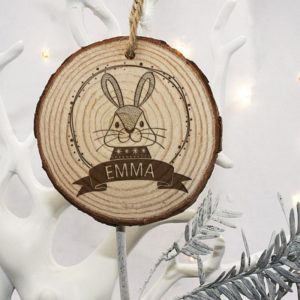 Personalised Woodland Rabbit Christmas Tree Decoration