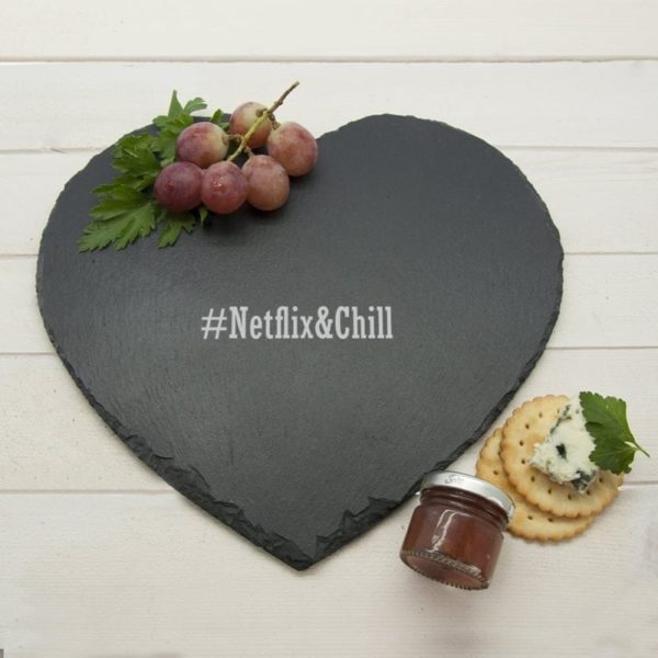 Romantic Hashtag Heart Slate Cheese Board