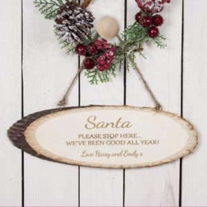Santa Please Stop Here Wooden Sign