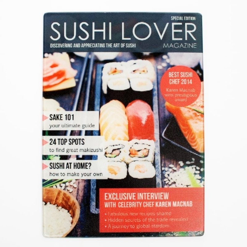 Sushi Lover Magazine Personalised Glass Chopping Board