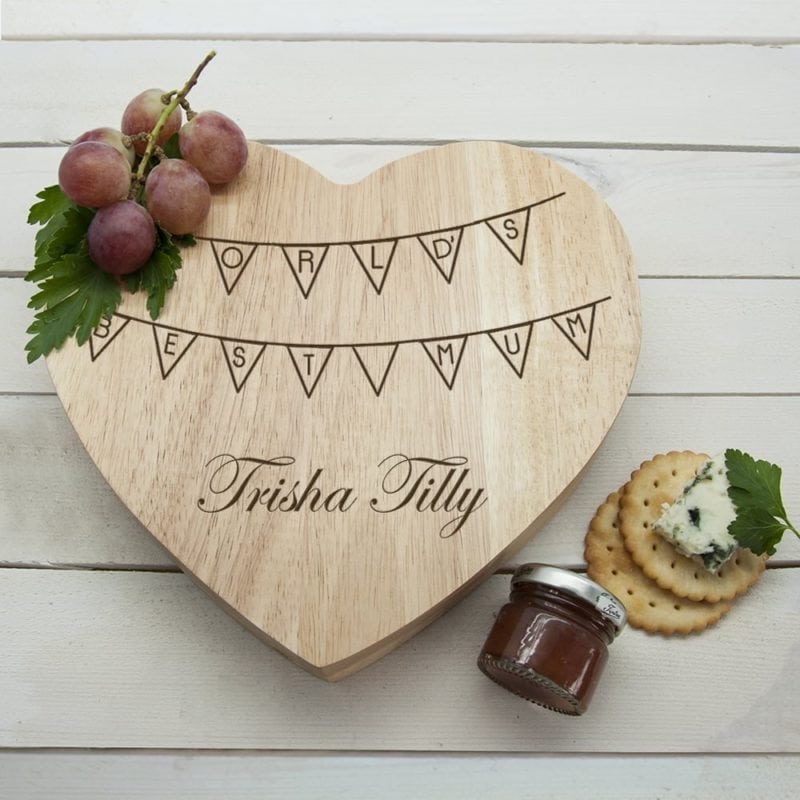 World’s Best Mum Bunting Heart Cheese Board World's Best Mum Bunting Heart Cheese Board