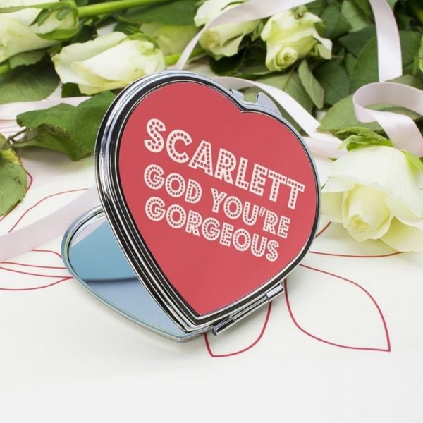 You're Gorgeous! Personalised Heart Compact Mirror