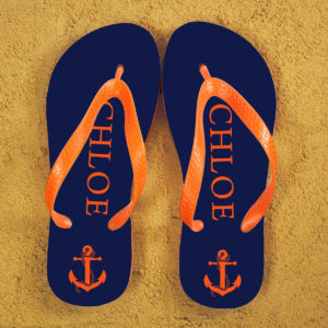 Anchor style Personalised Flip Flops in Blue and Orange Anchor style Personalised Flip Flops in Blue and Orange