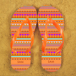 Aztec style Personalised Flipflops in Orange Aztec style Personalised Flipflops in Orange