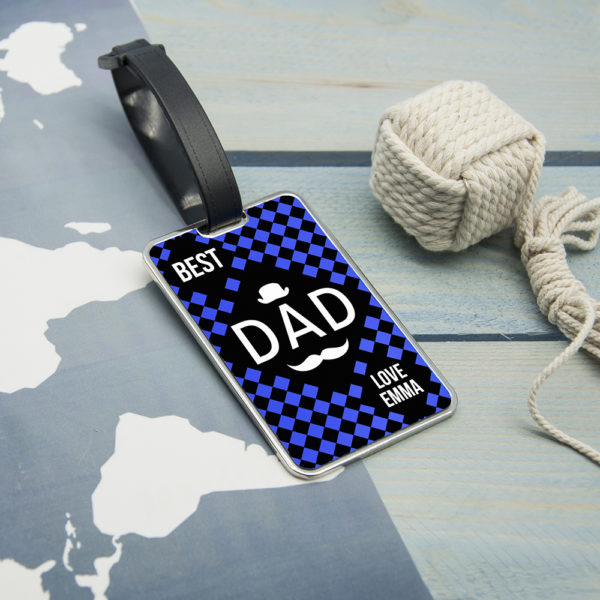 Chequered World's Best Dad Luggage Tag