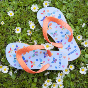Fluttering Butterfly Child’s Personalised Flip Flops Fluttering Butterfly Child's Personalised Flip Flops