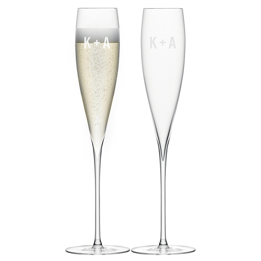 LSA Monogrammed Savoy Champagne Flutes