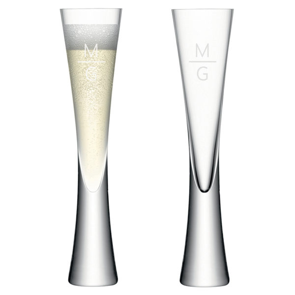 Monogrammed LSA Champagne Flutes Set of  2