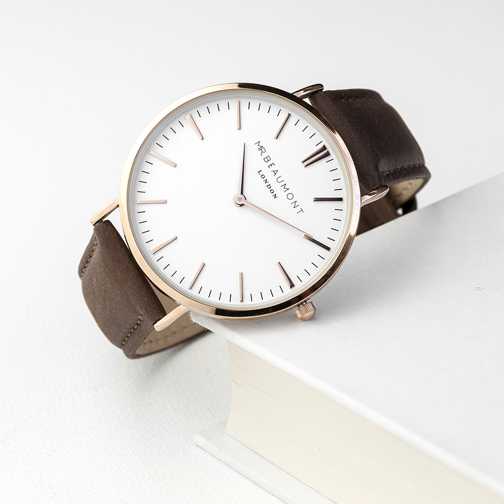 Men's Modern-Vintage Personalised Leather Watch In Brown