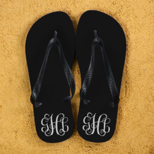 Monogrammed Flip Flops in Black and White Monogrammed Flip Flops in Black and White