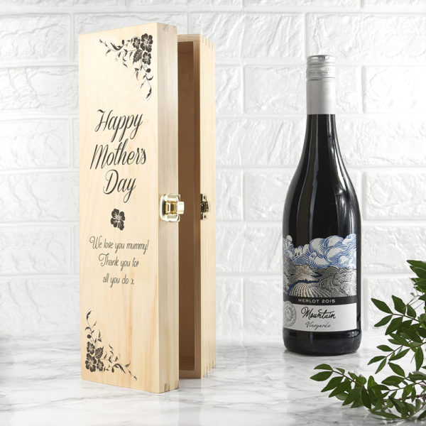 Mother's Day Wine Box With Floral Corners