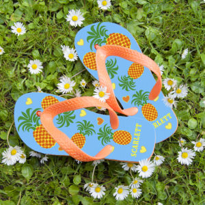 Partying Pineapples! Child’s Personalised Flip Flops Partying Pineapples! Child's Personalised Flip Flops