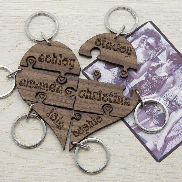 To Our Bridesmaid Heart Jigsaw Wooden Keyring