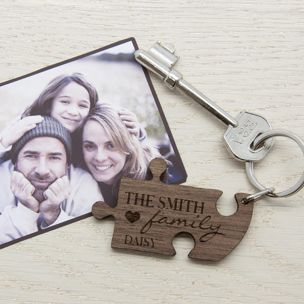 Our Family Heart Wooden Jigsaw Keyring