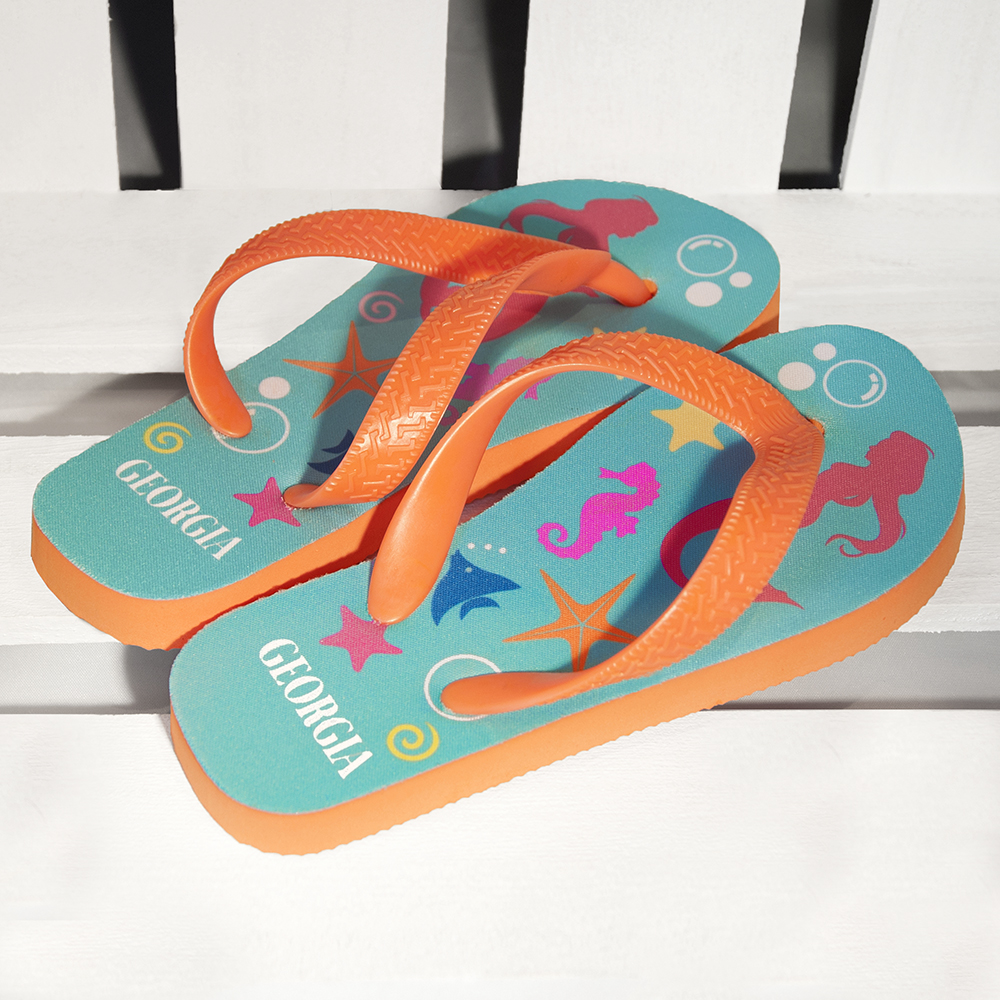 Under The Sea Mermaid Child’s Personalised Flip Flops Under The Sea Mermaid Child's Personalised Flip Flops