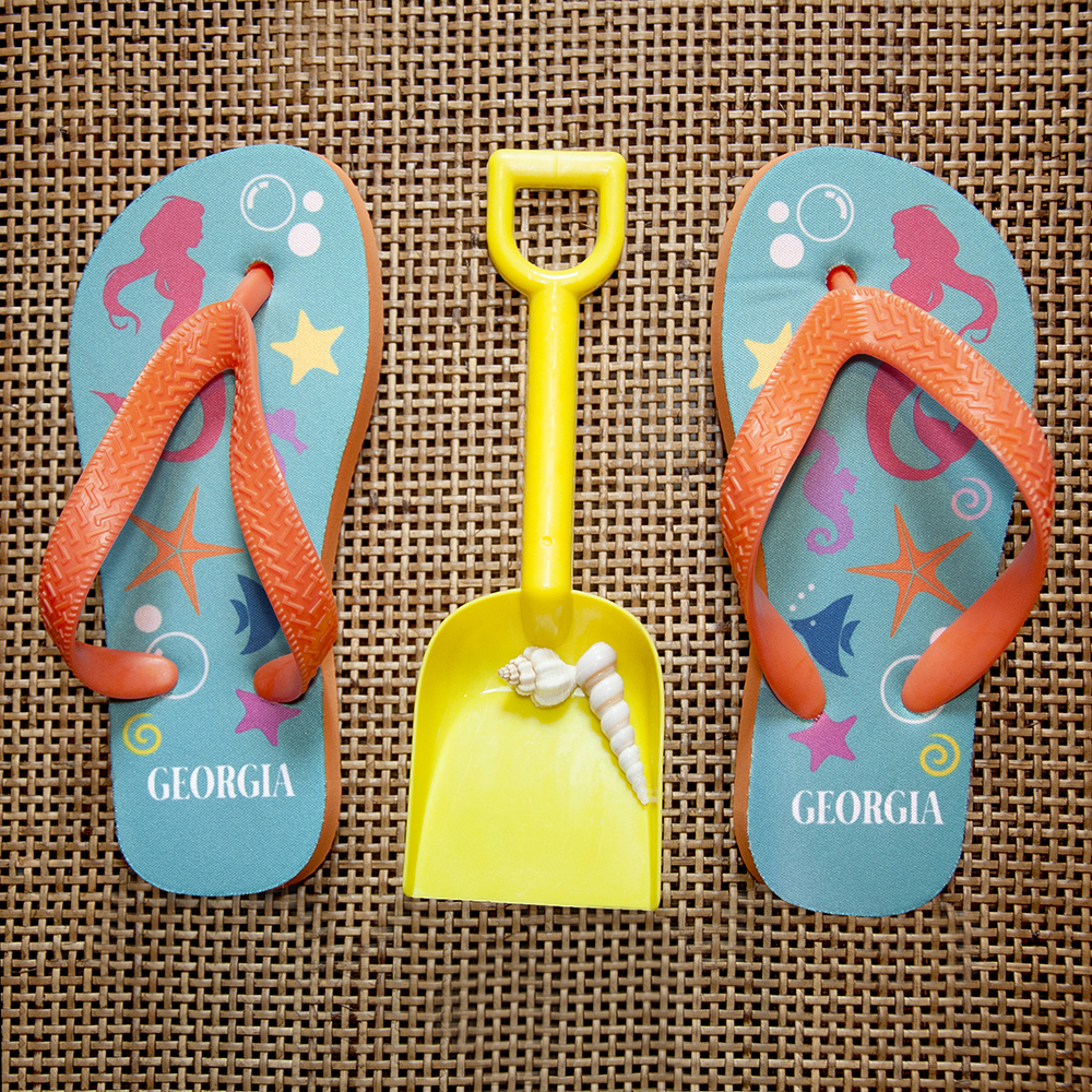 Under The Sea Mermaid Child’s Personalised Flip Flops Under The Sea Mermaid Child's Personalised Flip Flops