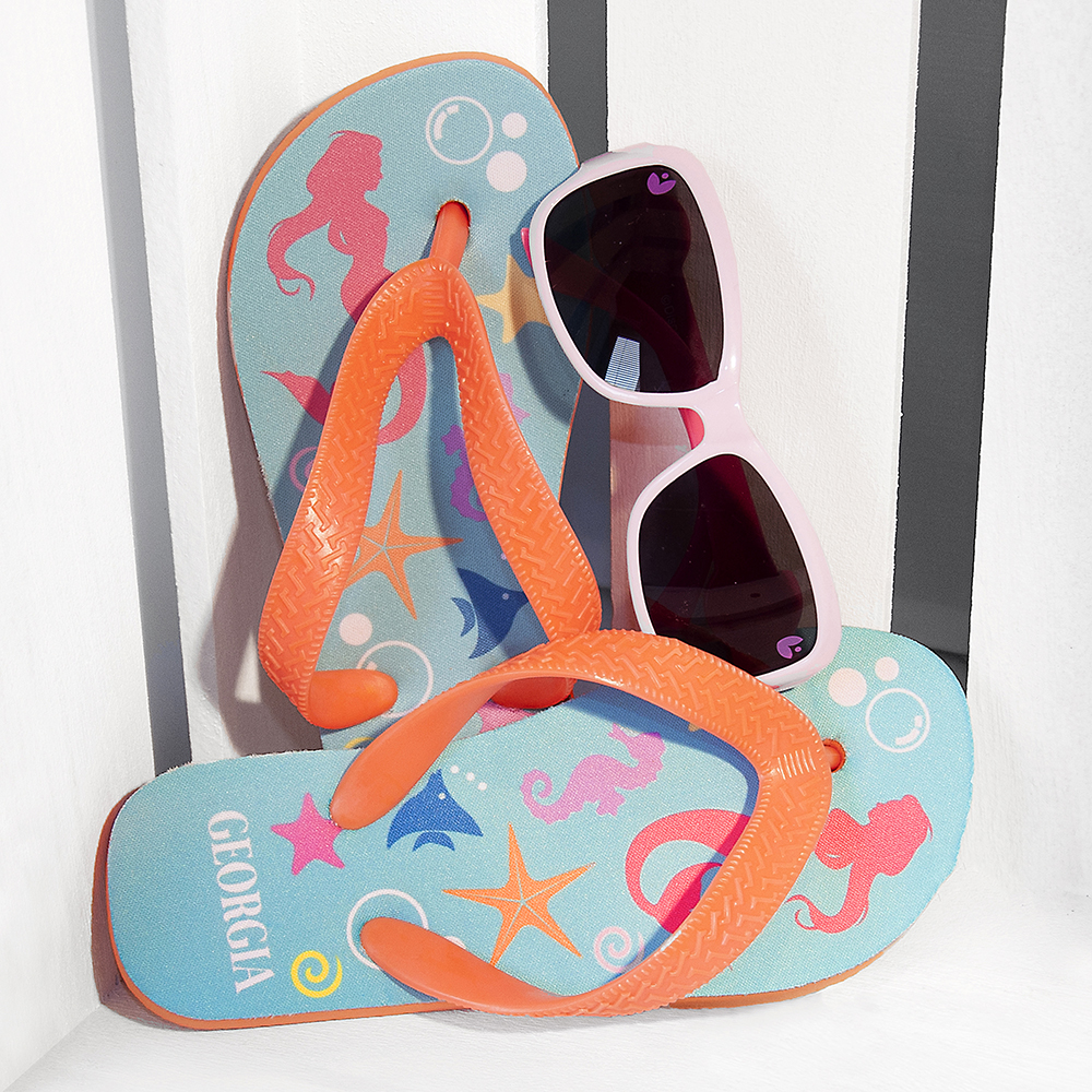 Under The Sea Mermaid Child’s Personalised Flip Flops Under The Sea Mermaid Child's Personalised Flip Flops
