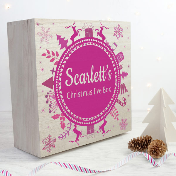 Personalised Christmas Eve Box With Snowflake Wreath