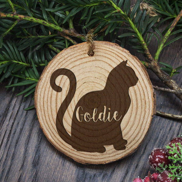 Personalised Engraved Cat Silhouette Christmas Tree Decoration
