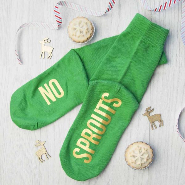 Personalised Sprout Green and Canary Yellow Christmas Day Socks