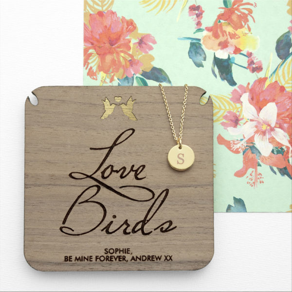 Personalised Love Birds Necklace & Keepsake
