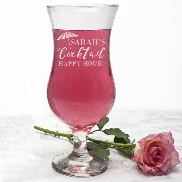 Personalised Happy Hour Cocktail Glass