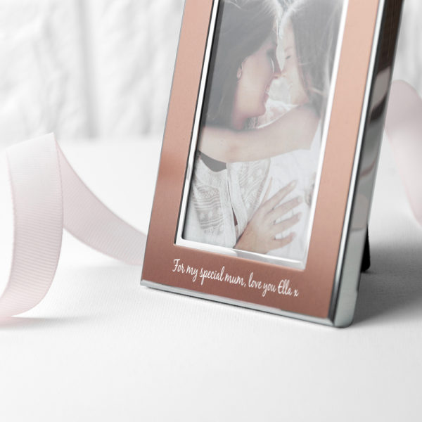 Personalised Small Rose Gold Metal Photo Frame
