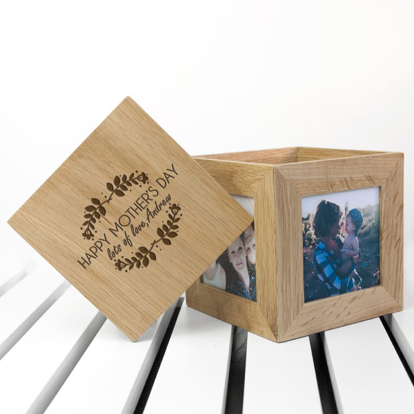 Personalised Happy Mother's Day Oak Photo Cube