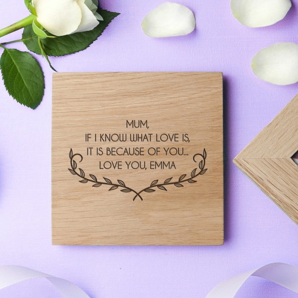 Personalised Mother's Love Oak Photo Cube
